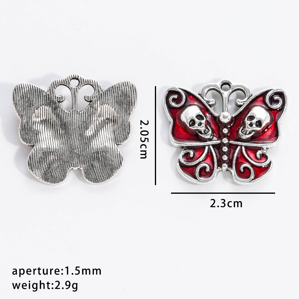 Wholesale 20pcs Retro Gothic Dark Style Butterfly Skull Pendant